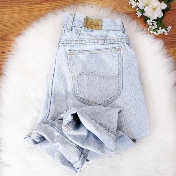 Lee Denim - Vintage 90s Lee High Rise Mom Jeans Light Wash Distressed